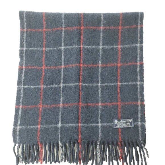 BURBERRY London Vintage Classic Nova Check Knit 100% Cashmere Black SCARF - Picture 4 of 7